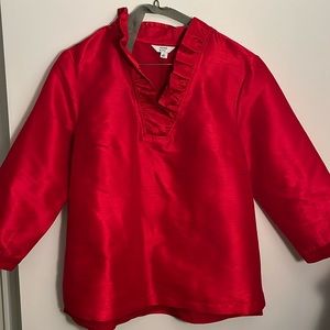 Red Crown & Ivy Ruffle Neck Dressy Top